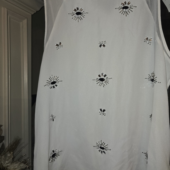 Robert Rodriguez Sleeveless Beaded Sheer Blouse Evening Wear Sz Medium - Picture 9 of 12
